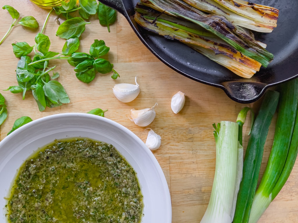 Basil Pesto with Charred Spring Onion